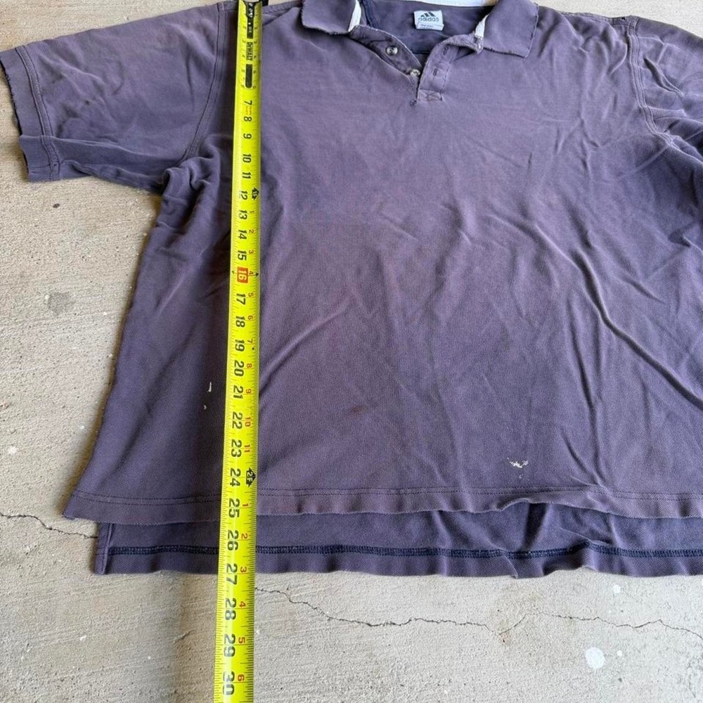 Vintage 90s Adidas Polo Shirt Mens XL Gray Purple Faded Trashed Distressed - Picture 4 of 6
